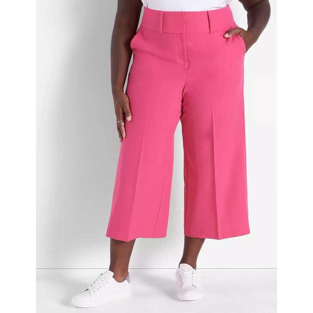 NWT Lane Bryant High-Rise Perfect Drape Wide Leg Capri Pant / Hot Pink / Size 26